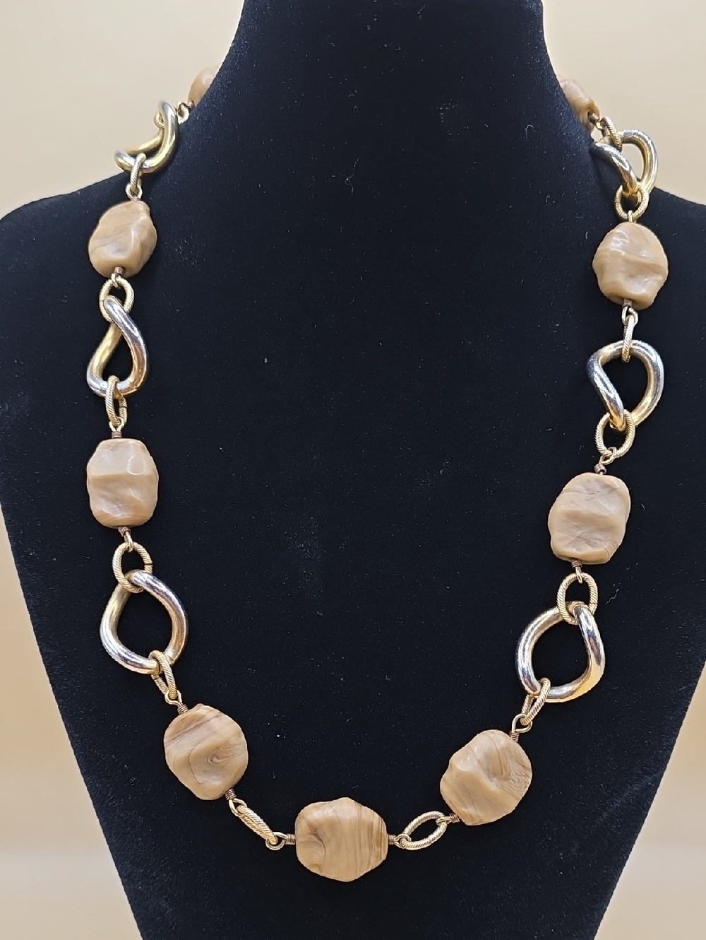 Vintage Chunky Goldtone Chain & Faux Gemstone Necklace